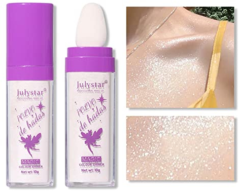 Fairy Highlighter Powder Highlighter for Body, Ofanyia Polvo De Hadas Highlighter Powder Stick, Natural Sparkle Highlighter Makeup Cosmetic for Face Body Makeup (01# White)