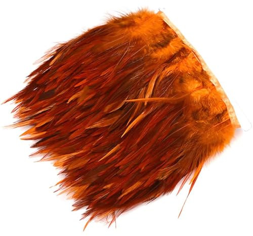 3m Federborte,Feder Fransen mit Satinband,10-15cm Breit Federn Fransen Quaste Fransenborte Fransenband Dekoborte Dekoband Kostüm-Accessoire Nähzubehör für DIY Basteln Kostüme Apparel Kleidung,Orange