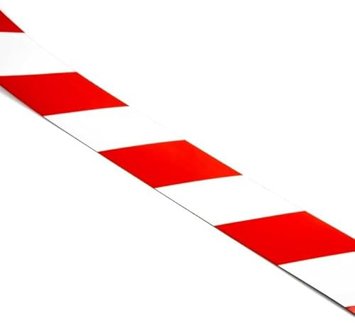 BANDE MAGNÉTIQUE SÉCURITÉ LONGEUR 1M X 5CM ROUGE ET BLANC RETROREFLECHISSANT