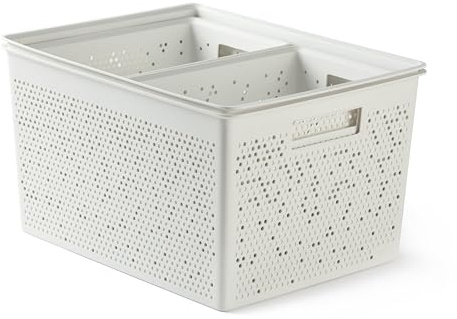 TATAY Aufbewahrungsbox Bohol Robuster Kunststoff Set mit 4 Organizer-Boxen | Aufbewahrungsbox Haushalt | 4-teiliges Set | 30x39x21,5 cm | Optimale Belüftung | Integrierte Griffe, Weiß