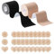 2 Rollen Klebe BH Push Up Boob Brust Tape Bruststraffungsband für Große Brüste BH Rückenfrei Trägerloser Damen mit 15 Paar Brüste Nippelpads Nippelabdeckung Body Tape Boobytape für Abendkleider