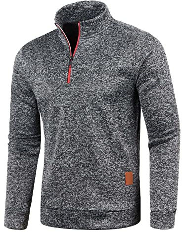 Half Zip Pullover Herren Ohne Kapuze Männer für Solid Arbeitspullover Oversize Winter Sport Arbeitspullover Sweater Men