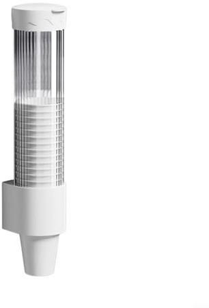 Distributeur de gobelets jetables en plastique anti-poussière pour gobelets en plastique, cônes en papier, peut contenir 40 à 45 tasses (blanc)