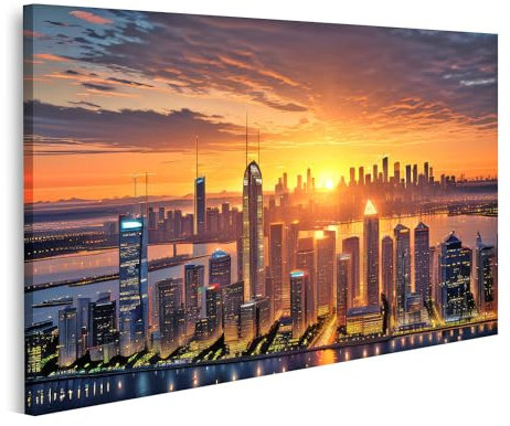 islandburner Quadro su tela Città Skyline Aria Riscaldamento Immagini Murale Poster