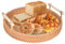 Bandeja Ratán Redonda 24cm Bandeja De Servicio Tejida De Ratán, Bandejas De Mimbre Redondas, Bandeja Redonda De Ratán con Asas, Bandejas De Mimbre Tejidas A Mano, para Cocina Y Hogar Natural