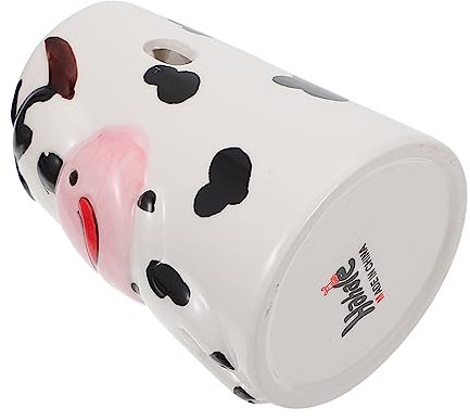 FONDOTIN Hamster Water Bottle Stand Stable Holder Ceramic Cow Design for Hamsters and Rabbits for Pet Hydration