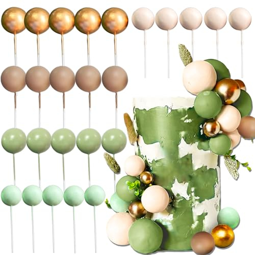 LaVenty Boho Grün Tortendeko Kugeln Cake Topper Mini Ballons Grün Tortendeko Torten Dekokugeln für Hochzeit Party Babyparty Geburtstag Torte Dekorieren