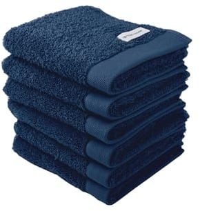 TOM TAILOR Gästehandtuch, 6er Set, 30 x 50 cm, 100% Baumwolle / Frottier, mit Aufhänger und Label mit Logo, COLOR BATH TOWEL Blau (Dark Navy)