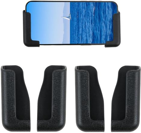 2 Paia di Supporti per Cellulare da Parete Nero, Autoadesivo Multifunzione, Staffa per Telefono Montaggio Con Nastro Biadesivo