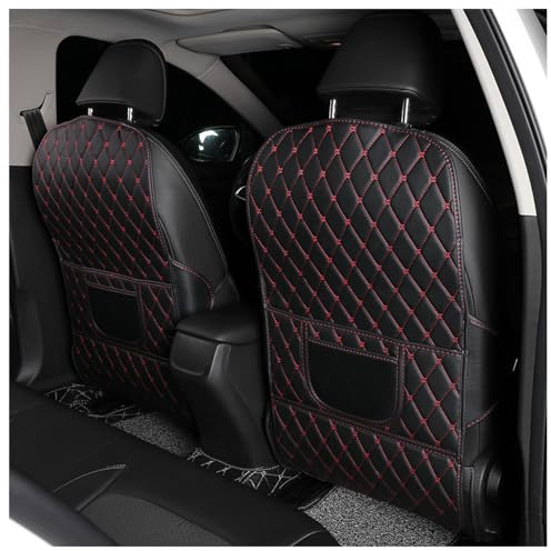 MNBHJGR 2 Stück Auto Rückenlehnenschutz für VW Touran 2004-2024, Autositz Kickschutz mit Taschen, Rücksitz Organizer aus Wasserdichtem Leder,B