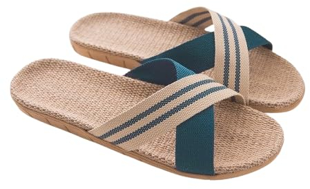 Ciabatte Uomo Lino, Antisudore, Leggere, Traspiranti, Unisex Pantofole da Casa Estivi Traspirante Pantofole da Estate per Casa Comode Scarpe Estive Uomo Slip-on Scarpe da Spiaggia e Piscina