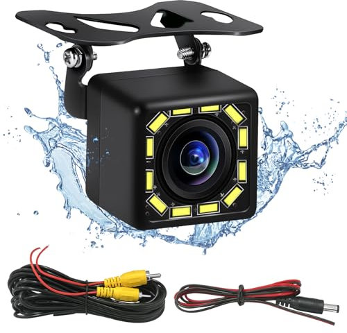 Pckobever Car Reversing Camera,170° Wide Angle Car Rear View Camera With 12 LED Night Visions,IP68 Waterproof HD CCD Reversing Camera,Universal Rear View Camera + 6M Video Cable,For Truck RV SUV