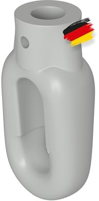 BAUHELD® Occhiello da tenda in plastica [Made in Germany] – Supporto per tenda da sole con gancio macellaio [ovale] – occhiello manovella in grigio chiaro – RAL7035 – foro 12 mm – foro trasversale 4