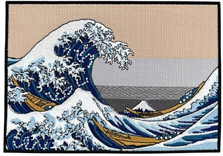 Urbanski Patch The Great Wave off Kanagawa zum Aufbügeln 11 x 15,8 cm | Aufnäher Applikation Bügelbild