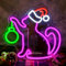 GLYOX Christmas Cat Neon Sign Panneau Néon Chat de Noël Joyeux Noël Lumières néon pour décoration murale Panneaux lumineux pour la maison Décorations de fêtes de Noël Famille Enfants Cadeaux