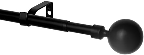 WL.Rocaille Schwarze Gardinenstange mit Kugel Verstellbare Gardinenschiene 30 bis 80 Zoll Ausziehbar Metall versenkbar 76cm bis 200cm，für Wohnküche,Zimmer, Schlafzimmer undBadezimmer