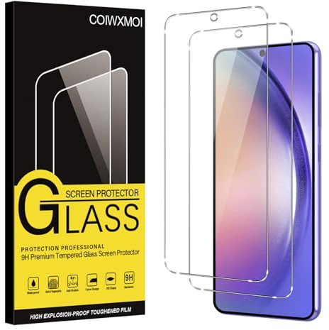 Coiwxmoi 2 Piezas Protector de Pantalla para Samsung Galaxy A54 5G, Cristal Templado Antiarañazos Dureza 9H Antihuellas Sin Burbujas Ultra HD Resistent Transparente Vidrio Película para Samsung A54 5G