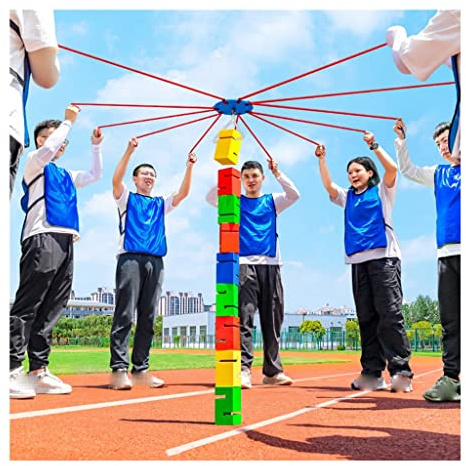 QAONEAY Teamwork Games River Stones Company Team Building Group Activities,Field Day Games Kits, Outdoor Block Stacking Teamwork Games, Team Building Lawn Games (Color : Red, Size : 10pcs)