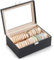 Lolalet Bracelet Organizer Box, Jewelry Display Holder with Rolls for Bangles Watches, Clear Lid Jewelry Storage Case for Women -Black