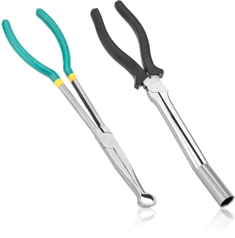 2pcs Spark Plug Puller Tool, Sleeve- & Round-Type Spark Plug Wire Puller Spark Plug Pliers Spark Plug Wire Pliers Spark Plug Boot Pliers Spark Plug Removal Tool for Cars