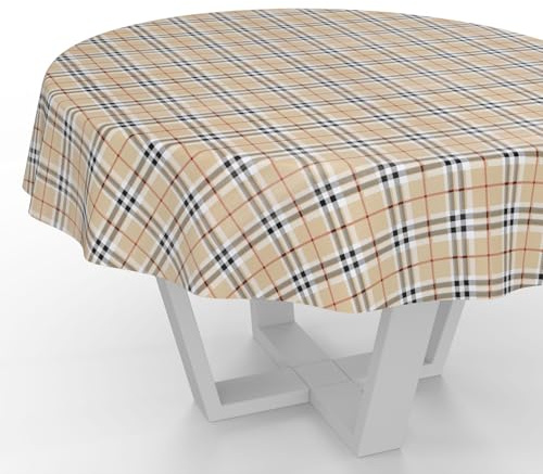 Wachstuchtischdecke Wachstischdecke Wachstuch Tischdecke abwaschbar Gartentischdecke Wasserabweisend Rund 140cm Schnittkante Schottland