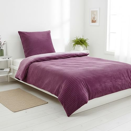 Casa Colori RIPP-Struktur Bettwäsche, 2-TLG., 135x200 cm, Rosenquarz Violett