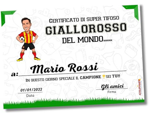 Auguriando Biglietto Auguri Calcio idea Regalo tifoso simpatico Gadget festa compleanno calciatore biglietti grandi formato in italiano (Romanista)