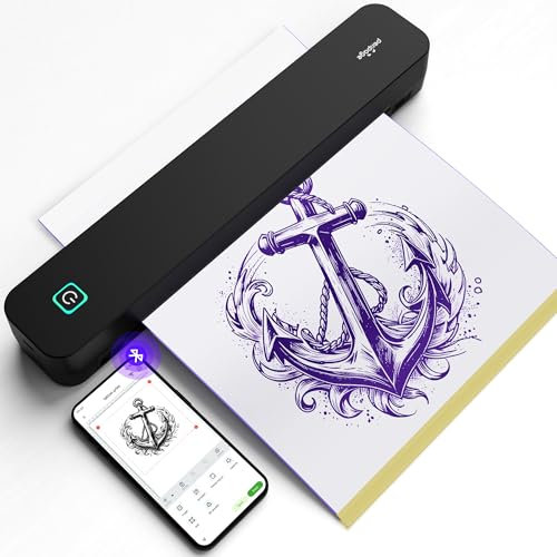 PeriPage P92 Tattoo-Schablonendrucker, Thermo-Tattoo-Drucker mit Tattoo-Schablonenpapier, kompatibel mit Telefon, Pad und PC