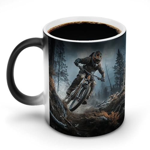 GHEPSDW Mountain Bike Tournament Thermochromic Mug Travel Coffee Ceramic Fun Cup