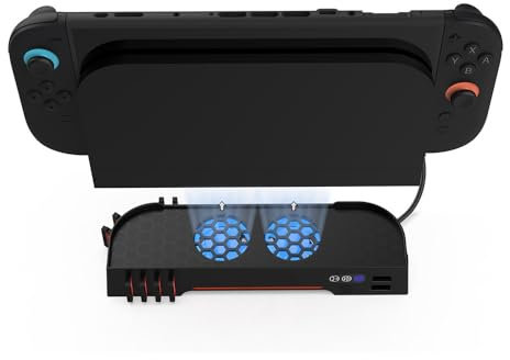 Ventilador de Refrigeración para Switch 2, Ventiladores Bastante Silenciosos con Indicador LED, Velocidad del Ventilador Ajustable, Base Multifuncional para Consola de Videojuegos