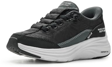 Skechers 403892l - Comfort Fit Foam Running Shoes for Small and Large Kids, black white, 19.5 cm