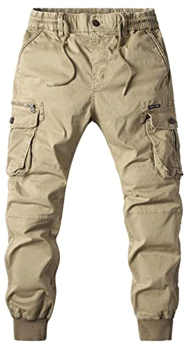Pantalones cargo para hombre, estilo casual, de algodón, ajustados, pantalones tácticos para correr, con cordón elástico y múltiples bolsillos, pantalones de trabajo duraderos, para acampar