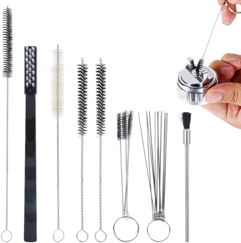 21 Pezzi Set di Pulizia per Pistole a Vernice, Spazzola ad Aria, Ago per la Pulizia Kit di Strumenti per la Pulizia dell'aerografo Accessori per Pistola a Spruzzo