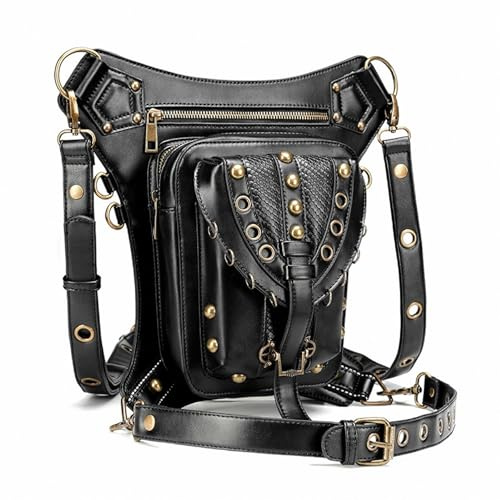 FQLGJMY Gürteltasche Aus Leder Umhängetasche Eule Totenkopf Mittelalterlich Industrie Gothic Kostümball Halloween Freizeit Reisen