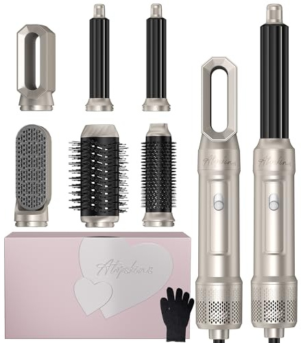 Pro Hairstyler Haarstyler Warmluftbürste Atopskins 6 in 1 Air Styler Set | mit 1000W Haartrockner, 30mm Warmluft-Lockenstab, Föhnbürste | Hairstyler Föhn für Volumen, Trocknen, Glätten & Locken
