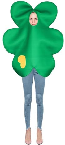 Overall Festival Party Cosplay Jumpsuit für Erwachsene Anzug Grünes Kleeblatt Kostüme Make up Party Kostüm für Karneval Fasching Halloween Verkleidung aus Weichem Material Gefertigt