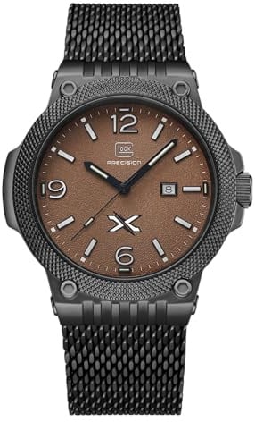 GLOCK Herren Quarz Uhr | 43mm Gehäuse | Armbanduhr mit Schwarzem Edelstahlgehäuse | Sandstrukturiertem Zifferblatt | Schwarzem Mesharmband | 10ATM | GW-43-5-24