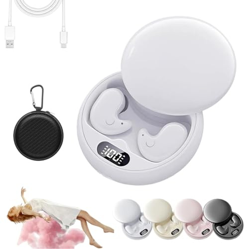 Kuisoe Mindbuds Druckfreie Unsichtbare Ohrstöpsel, Mindbuds Unsichtbare Schlafhörer, Bluetooth 5.4 Mini-Hörer – Speziell für ruhige Momente entwickelt, geeignet für Schlafen und Arbeiten. (Weiß)