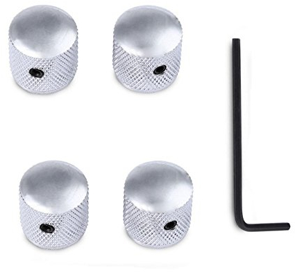 JIANZHENKEJI Pack of 4pcs Chrome Knob Volume Tone Control Knobs with 1pcs Allen Keys Screws Set for Electric Guitar Bass Screw Type(Chrome)
