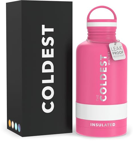 Coldest Insulated Water Bottle with Handle Lid | Leak Proof, Insulated Modern Stainless Steel, Triple Walled, Sport Bottles, Metal Flask | 64oz