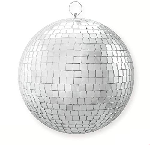 Spiegelkugel 20cm silber Discokugel Mirrorball 10x10mm Echtglasspiegel Disko Partykugel Dekokugel für Party Geburtstag Feier Silvester