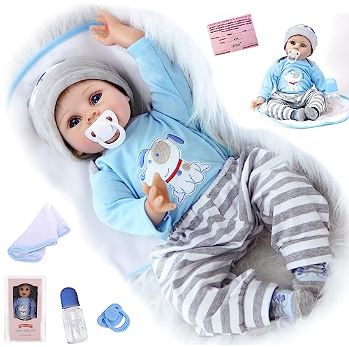ZIYIUI Reborn Baby 22 Zoll 55cm Realistische Puppe aus Weichem Silikon Vinyl - Handgemacht, Sieht aus wie ein echtes Baby