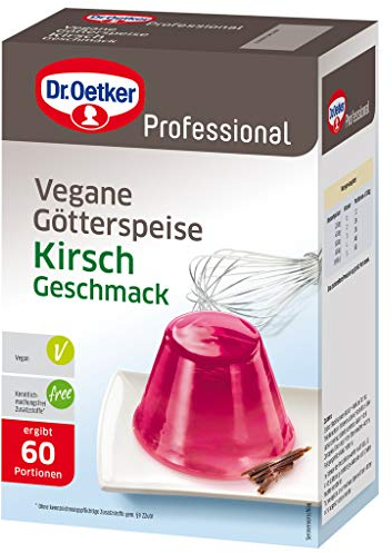 Dr. Oetker Professional Vegane Götterspeise mit Kirsch-Geschmack, Fertig gezuckert, Götterspeisenpulver in 1 kg Packung