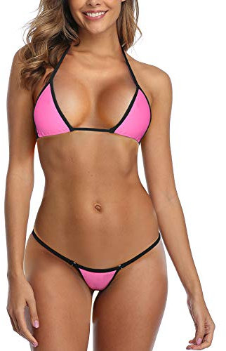 SHERRYLO Donna Micro bikini parte superiore del triangolo con Perizoma due pezzi esotici Costumi da bagno Costumi Minimal medio Rosa