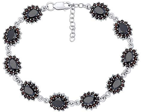 SILVEGO Damen Armband mit echten Granaten aus Tschechien 925 Sterling Silber Länge 21 cm Echtheitszertifikat
