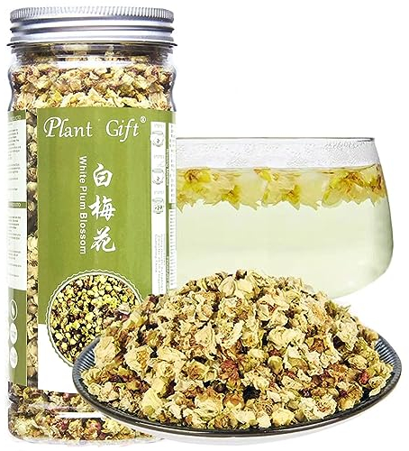 Plant Gift White Plum Blossom Tea 白梅花 Dried Flower Tea, Plum Green Tea Loose Organic Health Tea Herbal Green Plum Bossom Tea Freckle 35g