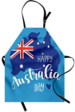 ABAKUHAUS Australian Party Kochschürze, Zu Dem Australischen Tag Quote Mit Der Flaggen Karte In Den Blautönen, Höhenverstellbar Klare Farben ohne verblassen, Hellblau Blau