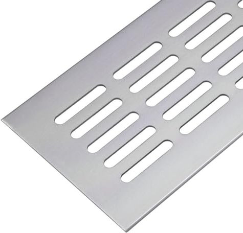 Gedotec Grille Aeration Rectangulaire | Bouche de Ventilation pour Mur, Porte de Salle de Bain, Cuisine, Maison, Salon, Bureau, Sauna | Aluminium Inoxydable Anodisé Argenté | 800x60mm | 1 Pièce