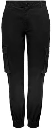 ONLY ONLBETSY-Alva MW ANK Cargo PNT Noos Pantalon, Noir (Black Black), L32 (Taille Fabricant: 38) Femme