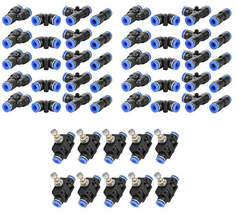Hilitand Lot de 10 soupapes d’accélérateur 6 mm + 40 raccords rapides à air Push 6 x 4 mm